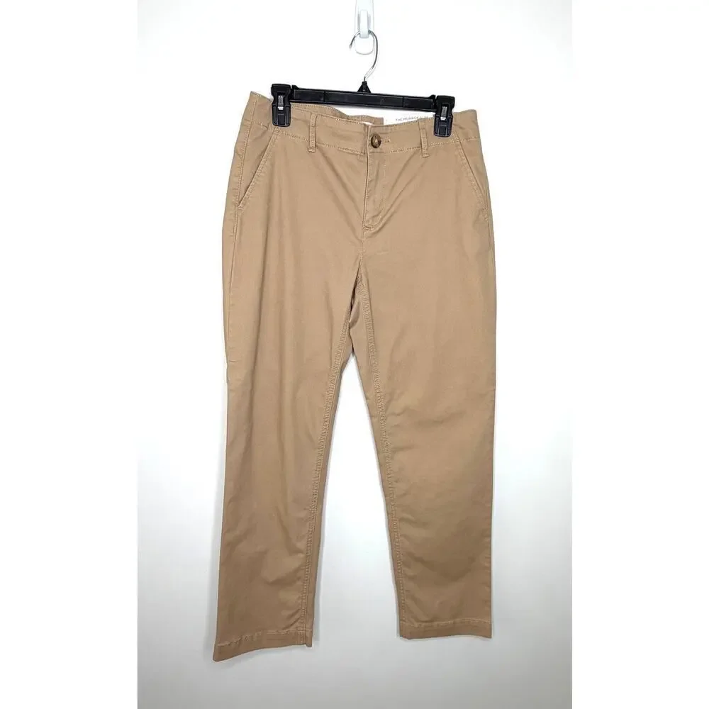LOFT The Monroe Slim Pants Sz 4 Khaki Tan Mid Rise Stretch Ankle Preppy Classic